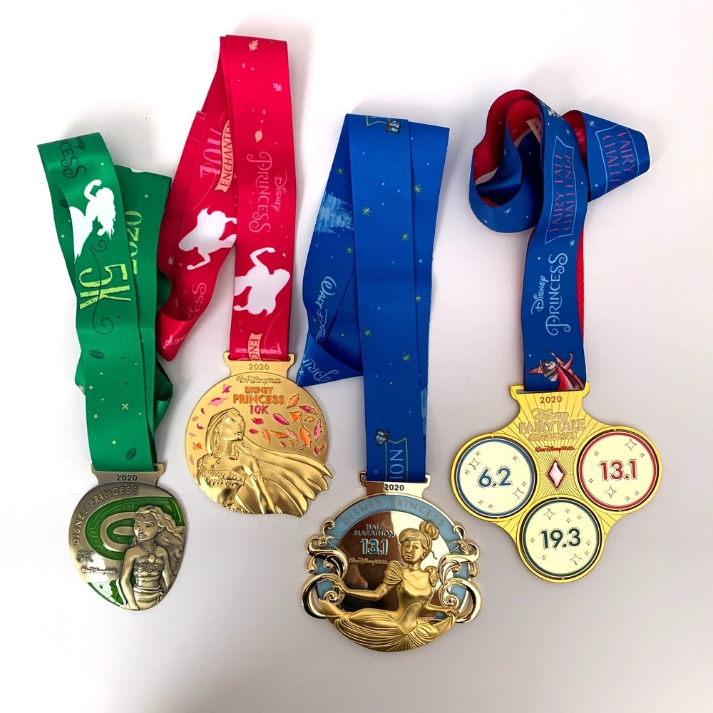 2020 runDisney‎ Princess Moana Pocahontas Cinderella Fairy Tale Challenge Medals